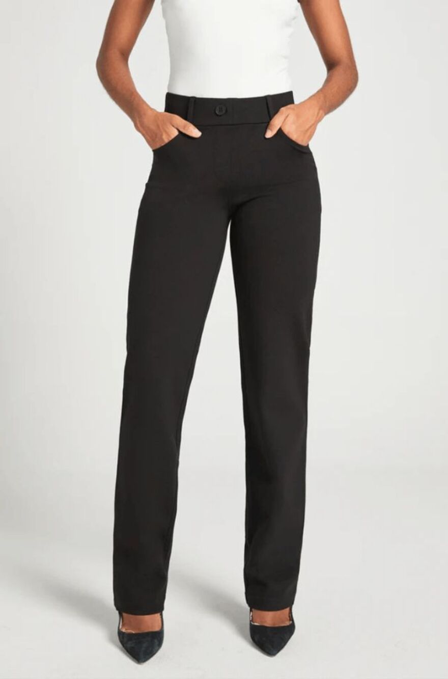 New Betabrand Black Straight 7 Pocket Dress Pant Yoga Pants Medium Petite